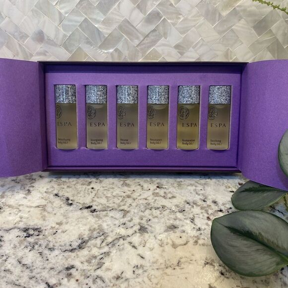6 ESPA Body Oils DETOXIFYING ENERGISING FITNESS RESISTANCE & SOOTHING 15ml. ea.‎